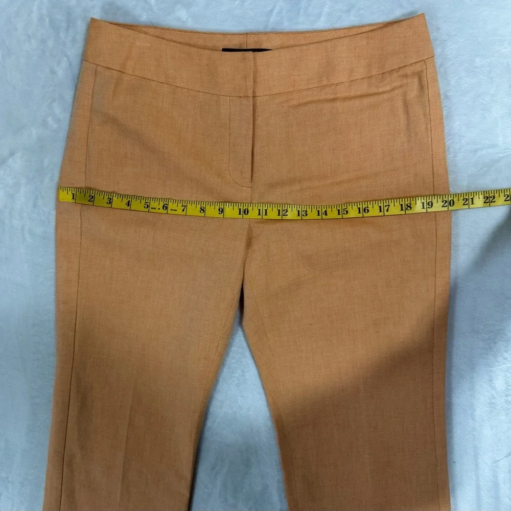 Etcetera Orange Linen Blend Trousers Size 6 Mid Rise Bootcut Dress Pant Tropical